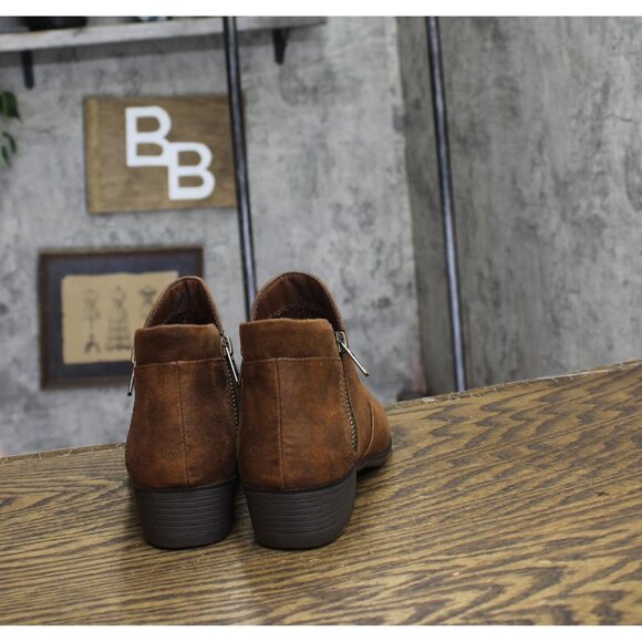 Sun + Stone Womens Adelinee Double Zip Ankle Booties Brown 5M - Picture 5 of 11